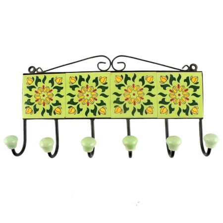Lime Green Ceramic Floral Tiles Hook Online